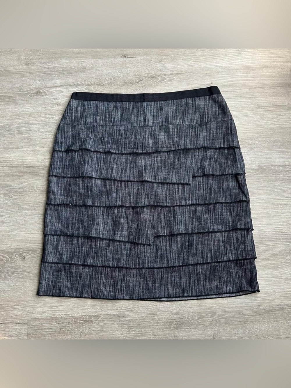 Larry Levine Charcoal Tiered Midi Pencil Skirt